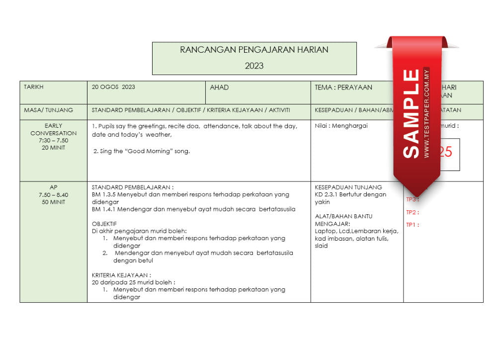 RPH 2023 PRASEKOLAH MINGGU 22 AIR Cikgu Info