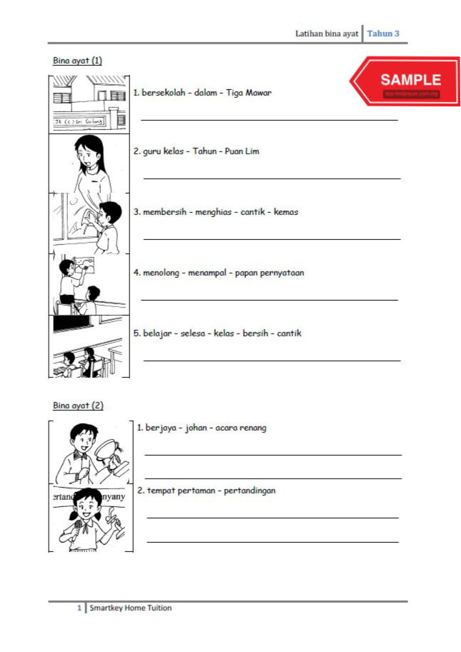 Set Latihan Bina Ayat Dan Penulisan Bahasa Melayu Tahun Cikgu Info