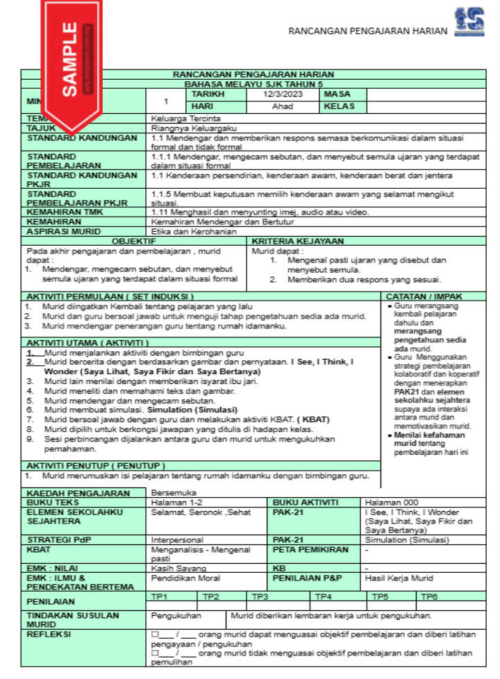 RPH DAN RPT 2023 - BAHASA MELAYU SJK TAHUN 5 - Cikgu.Info