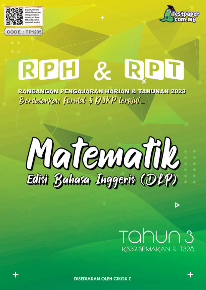 RPH DAN RPT 2023 - MATEMATIK EDISI BAHASA INGGERIS (DLP) TAHUN 3 ...