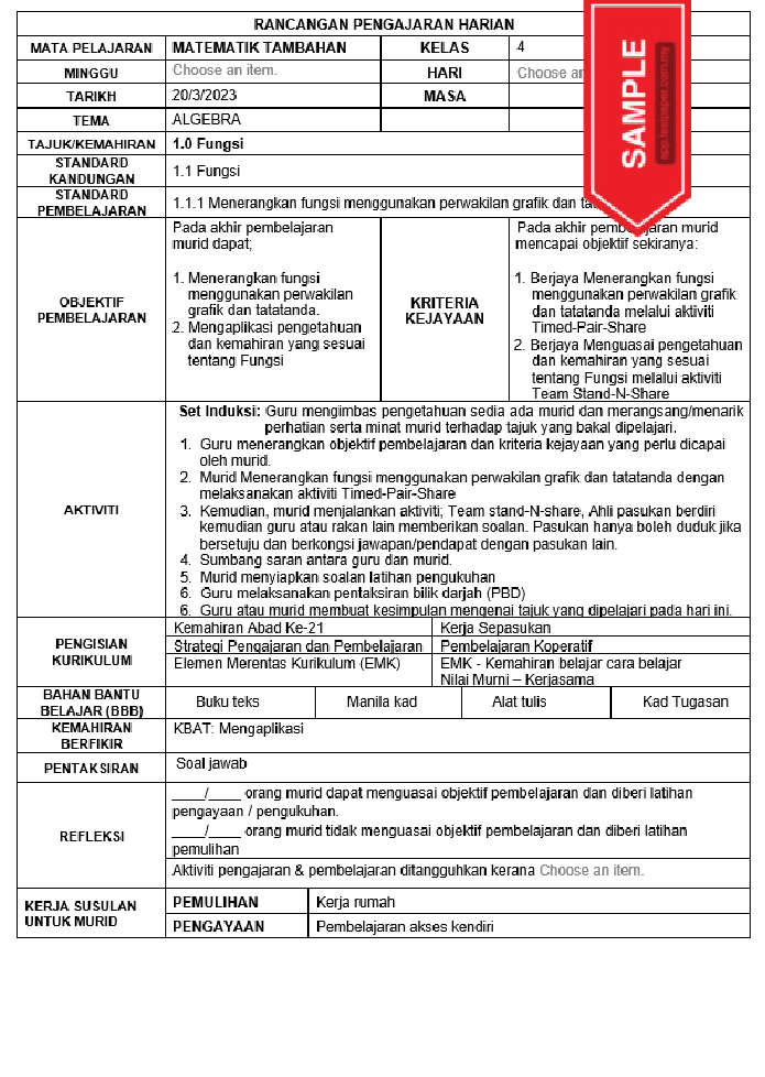 Rph matematik tambahan tingkatan 4 kssm cikgu info
